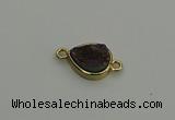 NGC5802 10*14mm flat teardrop plated druzy agate connectors