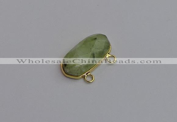 NGC5816 13*25mm faceted oval green rutilated quartz connectors