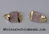 NGC583 18*25mm - 22*30mm nuggets rose quartz gemstone connectors