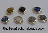 NGC5832 15mm coin plated druzy agate connectors wholesale