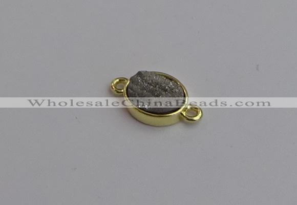 NGC5840 11*13mm oval plated druzy agate connectors wholesale