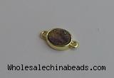 NGC5842 11*13mm oval plated druzy agate connectors wholesale