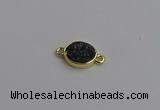 NGC5846 11*13mm oval plated druzy agate connectors wholesale