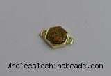 NGC5851 12*12mm hexagon plated druzy agate connectors wholesale