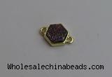 NGC5853 12*12mm hexagon plated druzy agate connectors wholesale