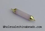 NGC5942 8*40mm tube rose quartz connectors wholesale