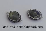 NGC5960 18*22mm faceted oval labradorite connectors wholesale