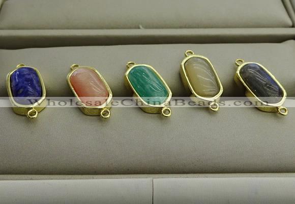 NGC5998 10*16mm oval mixed gemstone connectors wholesale