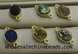 NGC6001 10*14mm oval plated druzy agate connectors wholesale