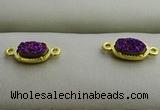 NGC6022 5*8mm oval plated druzy agate connectors wholesale