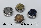 NGC634 24*25mm - 26*28mm freeform plated druzy agate connectors