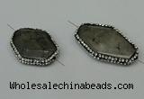 NGC6508 25*30mm - 25*40mm freeform black rutilated quartz connectors