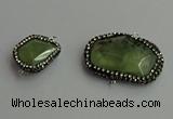 NGC6548 18*25mm - 25*30mm freeform green rutilated quartz connectors