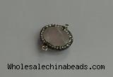 NGC6651 18*25mm faceted freeform rose quartz connectors