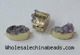 NGC687 15*28mm - 20*30mm freeform druzy amethyst connectors