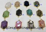 NGC7006 18*25mm faceted hexagon plated druzy agate connectors