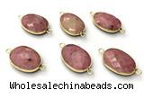 NGC7053 17*22mm faceted oval pink wooden jasper connectors