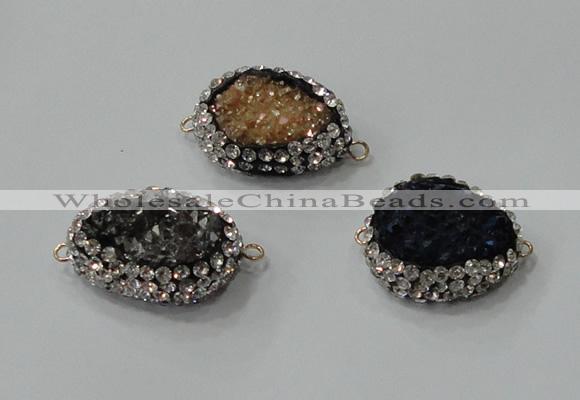 NGC738 16*22mm - 18*25mm freeform plated druzy agate connectors