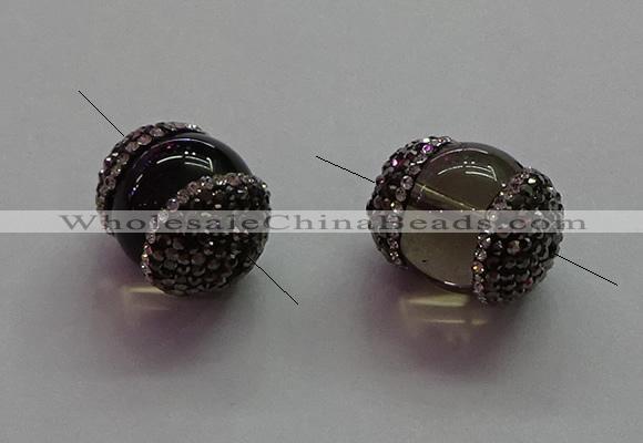 NGC7556 15*20mm egg-shaped smoky quartz connectors wholesale