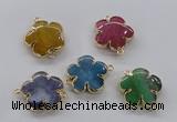 NGC856 28mm - 30mm flower agate gemstone connectors wholesale