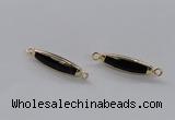 NGC859 8*30mm trihedron black agate connectors wholesale