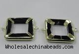 NGC885 35*35mm square black agate connectors wholesale