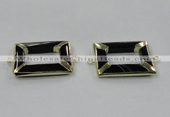 NGC886 30*40mm rectangle black agate connectors wholesale