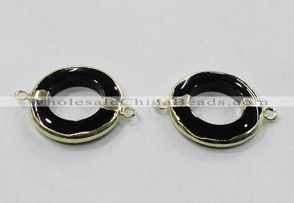 NGC887 30mm donut black agate connectors wholesale