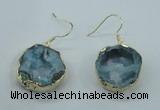 NGE07 20*25mm - 25*30mm freeform plated druzy agate earrings