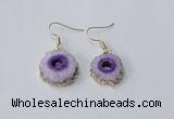 NGE122 8*12mm - 12*16mm freeform druzy agate gemstone earrings