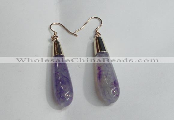 NGE14 10*40mm teardrop agate gemstone earrings wholesale