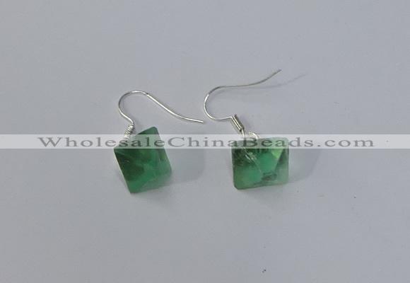 NGE176 8*10mm - 10*12mm faceted nuggets fluorite gemstone earrings