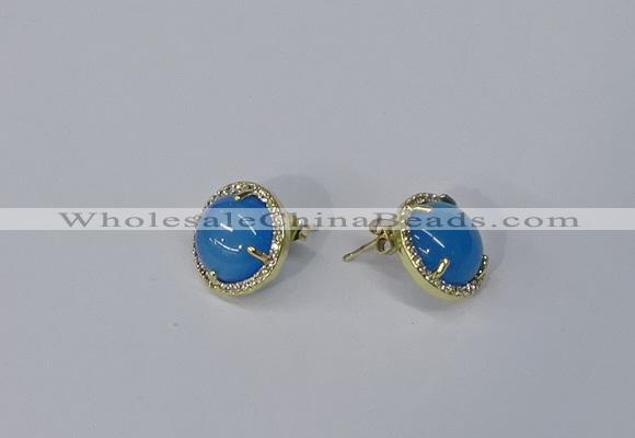 NGE184 12mm flat round agate gemstone earrings wholesale