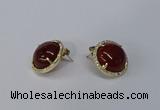 NGE188 15mm flat round agate gemstone earrings wholesale