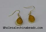 NGE243 10*12mm teardrop druzy agate gemstone earrings wholesale