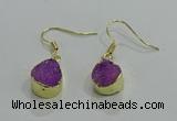 NGE244 10*12mm teardrop druzy agate gemstone earrings wholesale