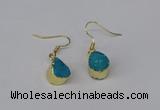 NGE246 10*12mm teardrop druzy agate gemstone earrings wholesale