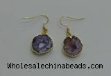 NGE259 13*18mm - 15*20mm freeform druzy agate earrings