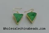 NGE270 18*22mm - 20*22mm triangle druzy agate earrings