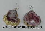 NGE30 30*35mm - 35*40mm freeform plated druzy agate earrings