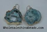 NGE31 30*35mm - 35*40mm freeform plated druzy agate earrings