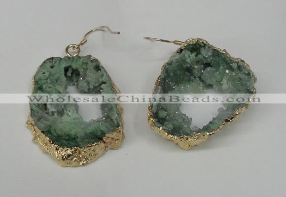 NGE32 30*35mm - 35*40mm freeform plated druzy agate earrings