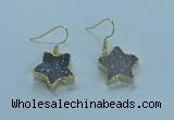 NGE345 14mm - 16mm star druzy agate earrings wholesale