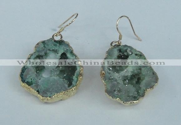 NGE38 20*25mm - 25*30mm freeform plated druzy agate earrings