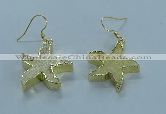 NGE389 20mm - 22mm starfish druzy agate earrings wholesale