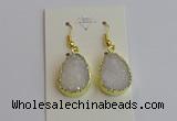 NGE401 15*20mm teardrop AB-color druzy agate gemstone earrings