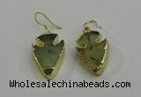 NGE5006 18*25mm - 20*30mm arrowhead green rutilated quartz earrings