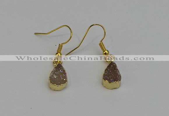 NGE5020 8*12mm teardrop druzy agate gemstone earrings wholesale