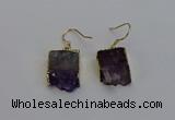 NGE5025 15*16mm - 15*20mm freeform druzy amethyst earrings