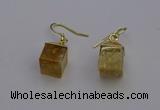 NGE5083 10*15mm cube citrine gemstone earrings wholesale